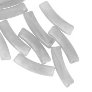 Cuentas tubulares curvadas de acrílico translúcido 19x5 mm - Gris mármol x10