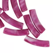 Cuentas acrílicas opacas 19x5 mm tubo curvado - Ciruela jaspeada x10