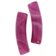 Cuentas acrílicas opacas 19x5 mm tubo curvado - Ciruela jaspeada x10