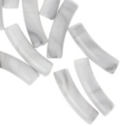 Perlas tubo curvadas 19x5 mm en acrílico opaco - Blanco jaspeado - Gris x10