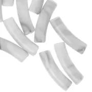 Perlas tubo curvadas 19x5 mm en acrílico opaco - Blanco jaspeado - Gris x10
