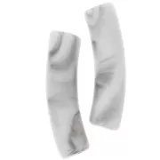 Perlas tubo curvadas 19x5 mm en acrílico opaco - Blanco jaspeado - Gris x10