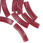 Perlas tubo curvadas 19x5 mm en acrílico opaco - Rojo jaspeado x10