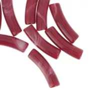 Perlas tubo curvadas 19x5 mm en acrílico opaco - Rojo jaspeado x10