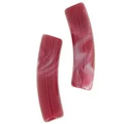 Perlas tubo curvadas 19x5 mm en acrílico opaco - Rojo jaspeado x10
