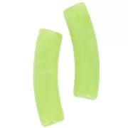 Perlas tubo curvadas 19x5 mm en acrílico translúcido - Verde claro jaspeado x10