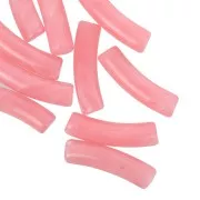 Cuentas tubo curvadas 19x5 mm en acrílico translúcido - Rosa coral jaspeado x10