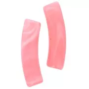 Cuentas tubo curvadas 19x5 mm en acrílico translúcido - Rosa coral jaspeado x10