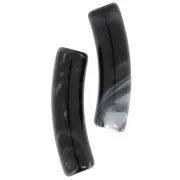 Cuentas tubulares curvadas de acrílico opaco 19x5 mm - Negro jaspeado x10