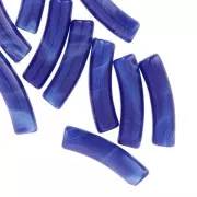 Cuentas acrílicas opacas 19x5 mm tubo curvo - Azul real jaspeado x10