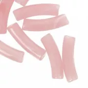 Cuentas tubo curvadas 19x5 mm en acrílico translúcido - Rosa claro jaspeado x10