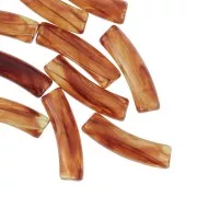 Perlas tubo curvadas 19x5 mm en acrílico transparente - Ámbar jaspeado x10