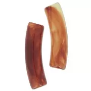 Perlas tubo curvadas 19x5 mm en acrílico transparente - Ámbar jaspeado x10