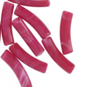 Cuentas tubo curvadas 19x5 mm en acrílico opaco - Frambuesa jaspeado x10