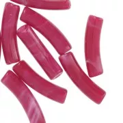 Cuentas tubo curvadas 19x5 mm en acrílico opaco - Frambuesa jaspeado x10