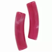 Cuentas tubo curvadas 19x5 mm en acrílico opaco - Frambuesa jaspeado x10