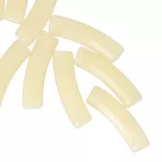 Blanco - Cuentas tubulares curvadas de acrílico translúcido 19x5 mm - Amarillo claro jaspeado x10 Cuentas tubulares curvadas de acrílico translúcido 19x5 mm - Amarillo claro jaspeado x10