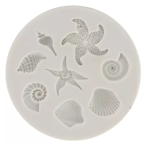 Molde de silicona para hacer conchas y estrellas de mar x1