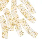 Tubo acrílico transparente curvado 19x5 mm - Purpurina dorada x10