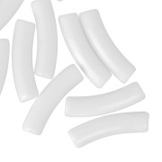 Perlas acrílicas opacas 19x5 mm tubo curvo - Blanco x10