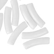 Perlas acrílicas opacas 19x5 mm tubo curvo - Blanco x10