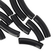 Perlas tubulares curvadas de 19x5 mm en acrílico opaco - Negro x10