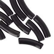 Perlas tubulares curvadas de 19x5 mm en acrílico opaco - Negro x10