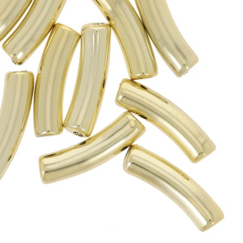 Perlas tubo curvadas 19x5 mm en acrílico opaco - Oro x10