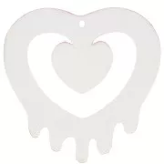 Colgante corazón hueco acrílico 37x37,5 mm - Rosa - Naranja purpurina x1