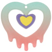 Colgante corazón hueco 37x37,5 mm acrílico - Turquesa - Rosa purpurina x1|raw }}