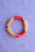 Cuentas separadoras de tubo curvado 8x6 mm en acrílico metalizado CCB - Dorado x6