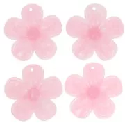 Colgante flor acrílico translúcido 42 mm - Mármol rosa claro x1