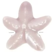 17 mm cuentas de cerámica estrella de mar - Viejo rosa iridiscente x5