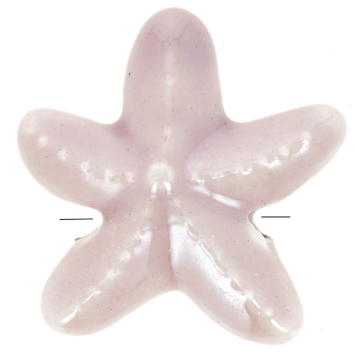 17 mm cuentas de cerámica estrella de mar - Viejo rosa iridiscente x5