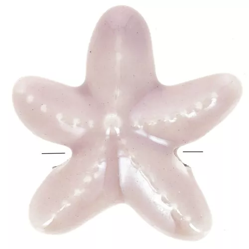 17 mm cuentas de cerámica estrella de mar - Viejo rosa iridiscente x5