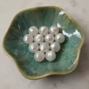 Cuentas de resina opaca 14 mm - Blanco nacarado x6