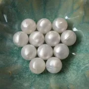 Cuentas de resina opacas redondas de 14 mm - Blanco nacarado x6