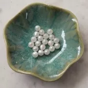 Cuentas de resina opaca 8 mm - Blanco nacarado x10