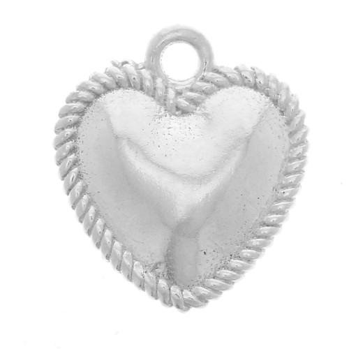 Dije de corazón abombado 12x11 mm efecto retorcido - Plata 925 x1