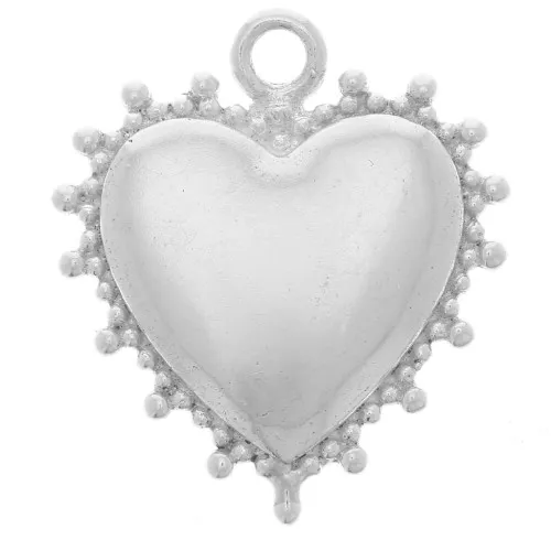 Colgante corazón 21x18,5 mm con pequeñas cuentas - Plata 925 x1