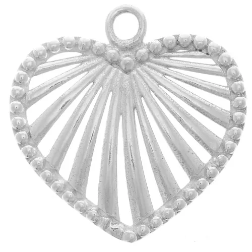 Colgante corazón calado con textura 21 mm - Plata 925 x1