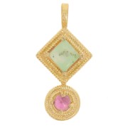 Colgante étnico 21x10 mm - Dorado con oro fino - Crisoprasa - granate x1|raw }}