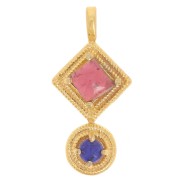 Colgante étnico 21x10 mm - Dorado con oro fino - Granate - Lapislázuli x1|raw }}