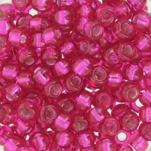 Rocalla Miyuki 6/0 1436 - Teñido Plata Forrado Frambuesa x8g
