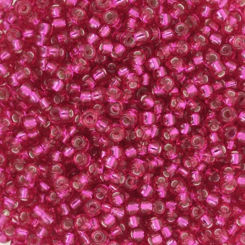 Rocalla Miyuki 11/0 1436 - Teñido Plata Forrado Frambuesa x8g