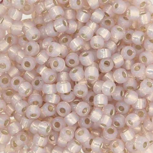 Rocalla Miyuki 8/0 579 - Alabastro teñido Blush forrado de plata x8g