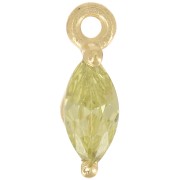 Dije de navette de 9,5x3 mm con óxido de circonio - Dorado con oro fino - Verde claro