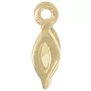 Dije de navette de 9,5x3 mm con óxido de circonio - Dorado con oro fino - Verde claro