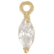 Dije Navette de circonita 9,5x3 mm - Dorado con oro fino - Cristal x1|raw }}