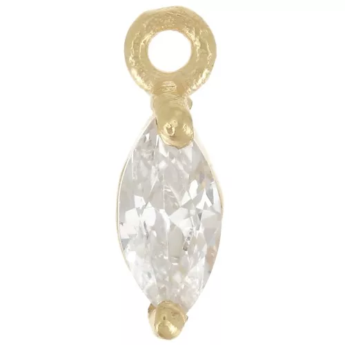 Dije Navette de circonita 9,5x3 mm - Dorado con oro fino - Cristal x1